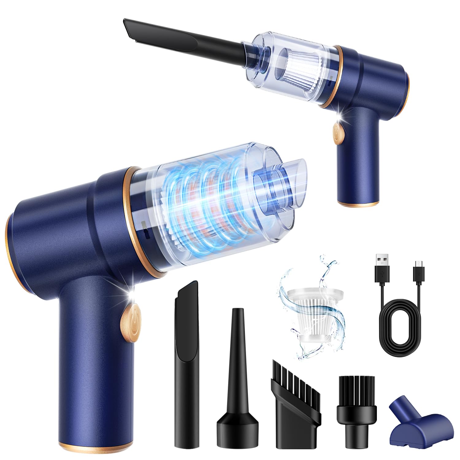 KMM Handheld Car Vacuum Cleaner, 9000Pa Vacuum Cleaner and Air Duster, 120W High Power Hand Held Vacuum with LED Light and Multi - Nozzles for Car, Home, Office, Pet - eighttwentytwo92