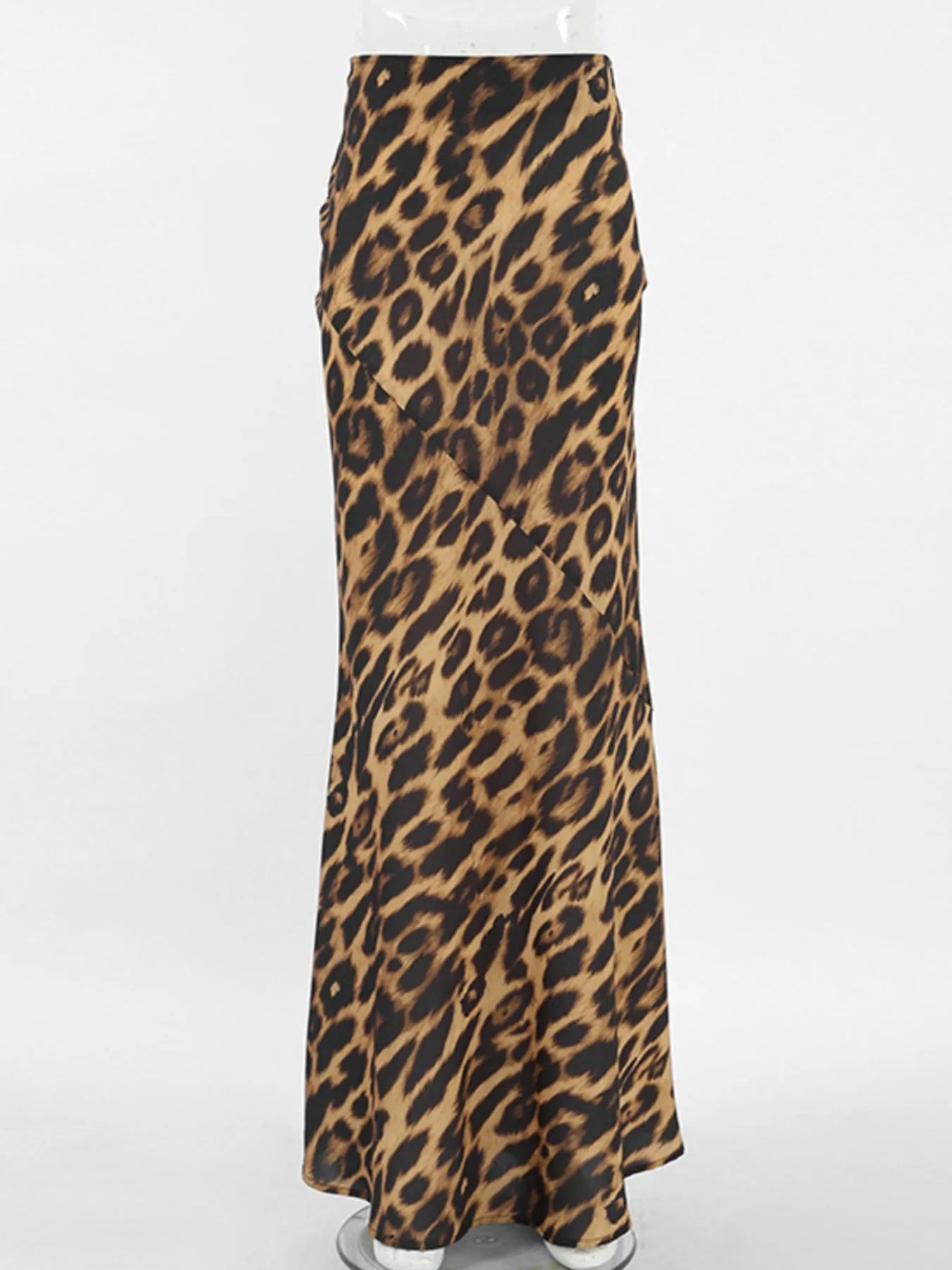 Leopard Print High Waist Flare Maxi Skirt - eighttwentytwo92
