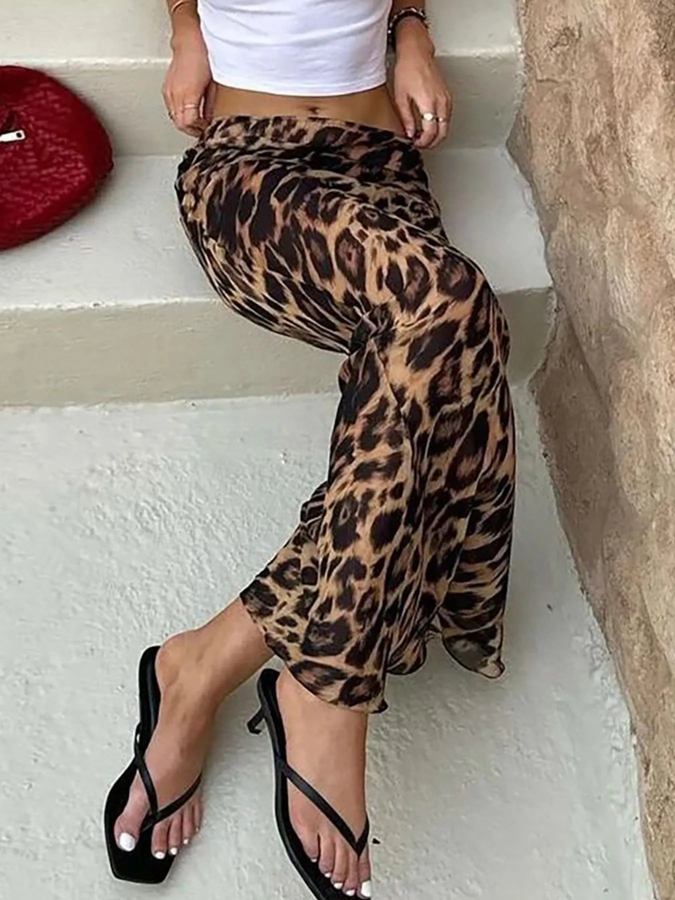 Leopard Print High Waist Flare Maxi Skirt - eighttwentytwo92