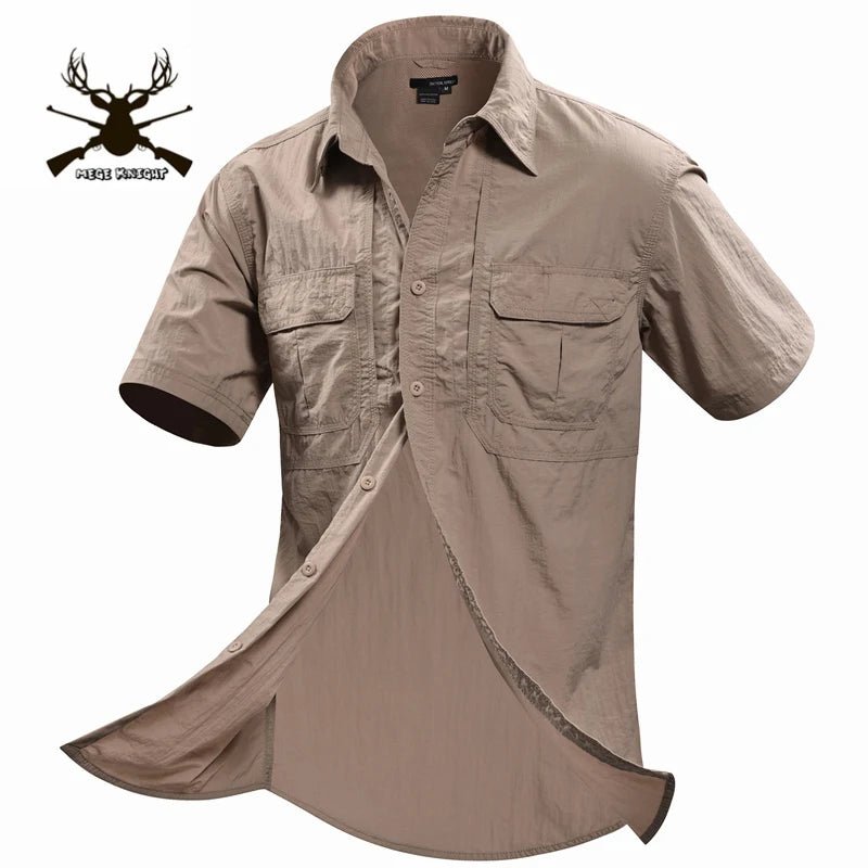 MEGE Summer Men Shirt Military Men Short Sleeve Shirt Casual Shirt Mens Brand Social Clothing Chemise Homme Camisa Masculina 2XL - eighttwentytwo92