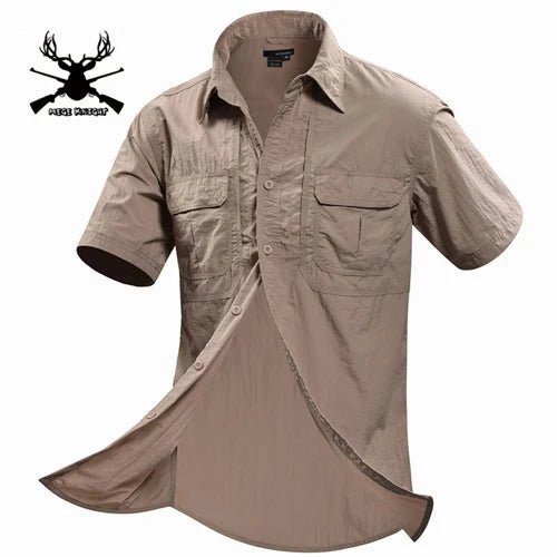 MEGE Summer Men Shirt Military Men Short Sleeve Shirt Casual Shirt Mens Brand Social Clothing Chemise Homme Camisa Masculina 2XL - eighttwentytwo92