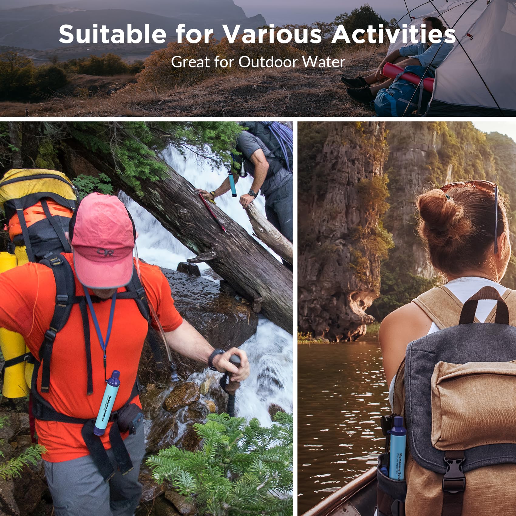 Membrane Solutions Personal Water Filter, Survival Filtration Straw Portable Gear, Emergency Preparedness, Supply for Drinking Hiking Camping Travel Hunting Fishing Team Family Outing (Blue, 4 Pack) - eighttwentytwo92