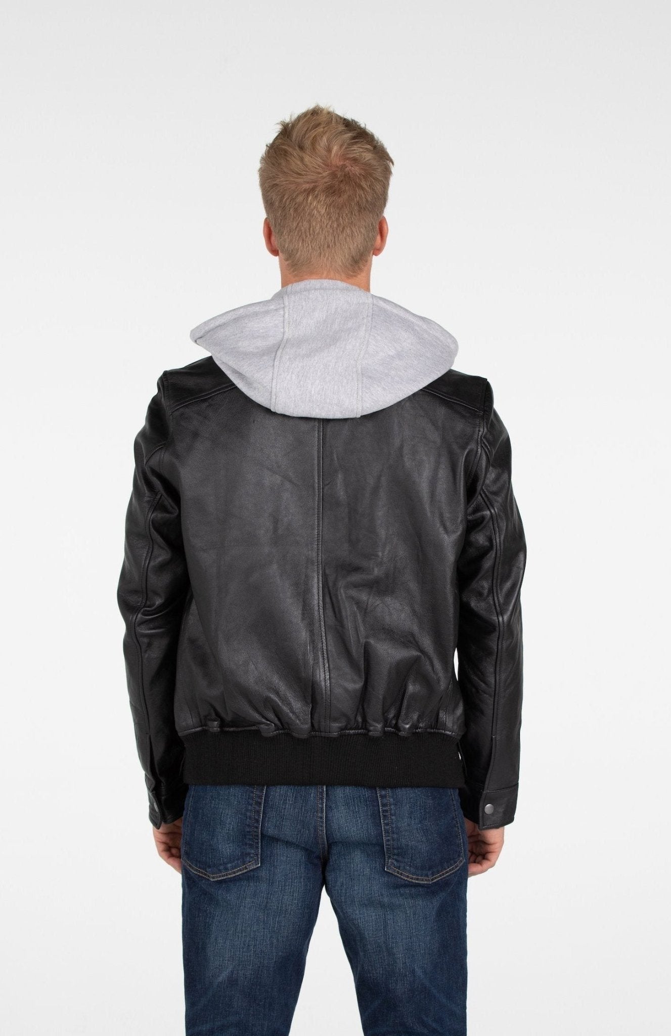 Men's Lambskin Hooded Leather Bomber Jacket - eighttwentytwo92