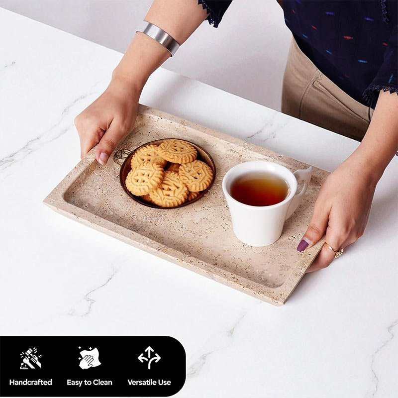 Natural Marble Rectangular Serving Tray – Premium Stone Décor & Table Organizer - eighttwentytwo92