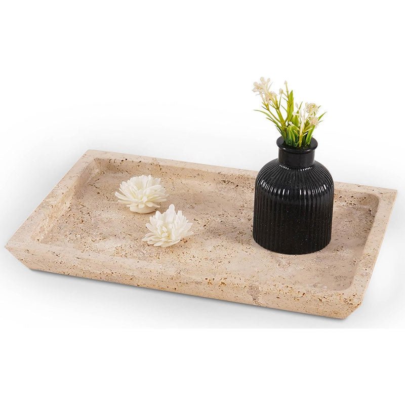 Natural Marble Rectangular Serving Tray – Premium Stone Décor & Table Organizer - eighttwentytwo92