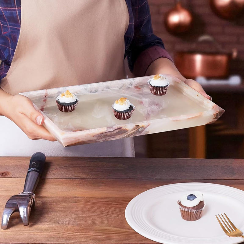 Natural Marble Rectangular Serving Tray – Premium Stone Décor & Table Organizer - eighttwentytwo92