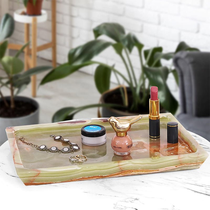 Natural Marble Rectangular Serving Tray – Premium Stone Décor & Table Organizer - eighttwentytwo92