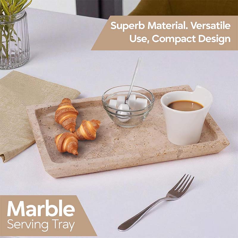 Natural Marble Rectangular Serving Tray – Premium Stone Décor & Table Organizer - eighttwentytwo92