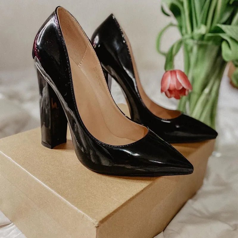 Onlymaker Women's Pointed Toe Block Heel Pump - eighttwentytwo92