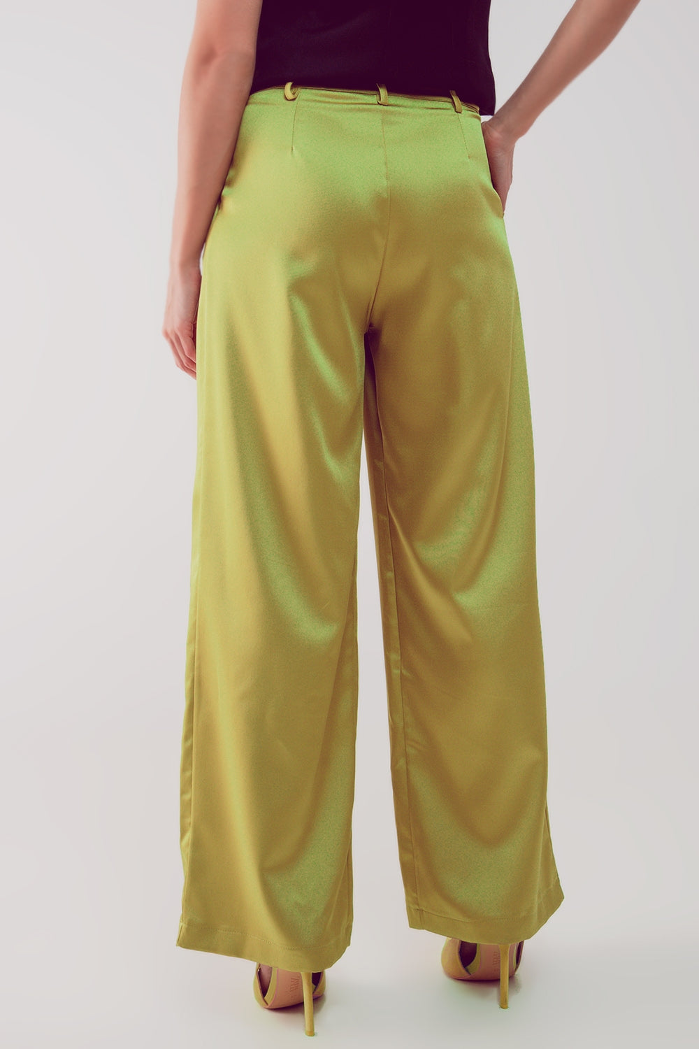 Make a bold statement with our Acid Lime Palazzo Pleated Pants.