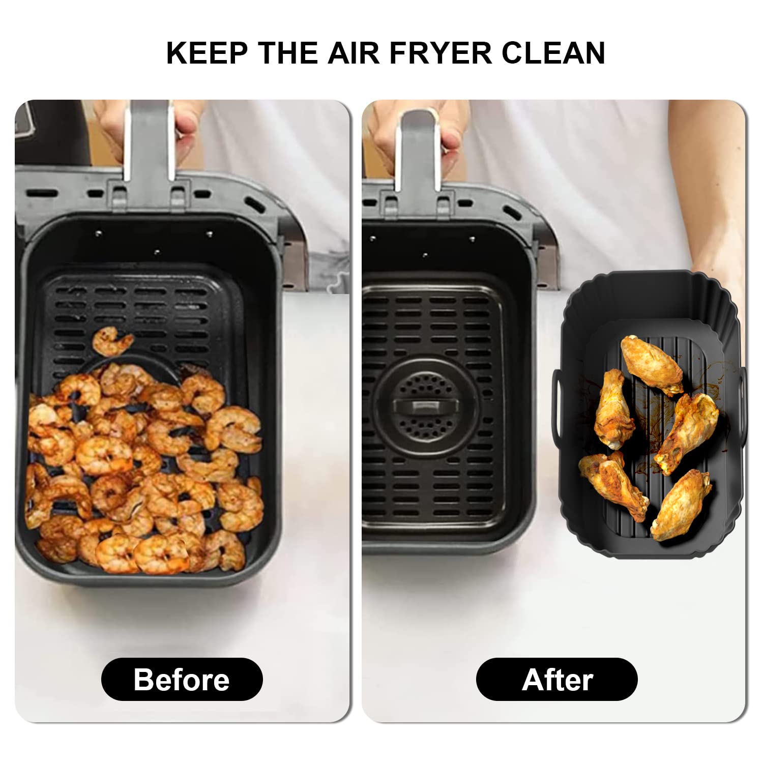 PINTAUR Silicone Air Fryer Liners 2 Pack, Reusable Liners Compatible for Ninja Foodi DZ201, DZ401, DZ550, COSORI, Chefman, Instant Air Fryer, and 6 - in - 1 8 - 10QT Air Fryer Baskets - eighttwentytwo92