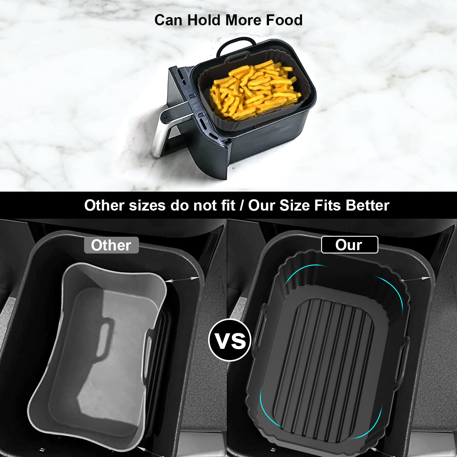 PINTAUR Silicone Air Fryer Liners 2 Pack, Reusable Liners Compatible for Ninja Foodi DZ201, DZ401, DZ550, COSORI, Chefman, Instant Air Fryer, and 6 - in - 1 8 - 10QT Air Fryer Baskets - eighttwentytwo92