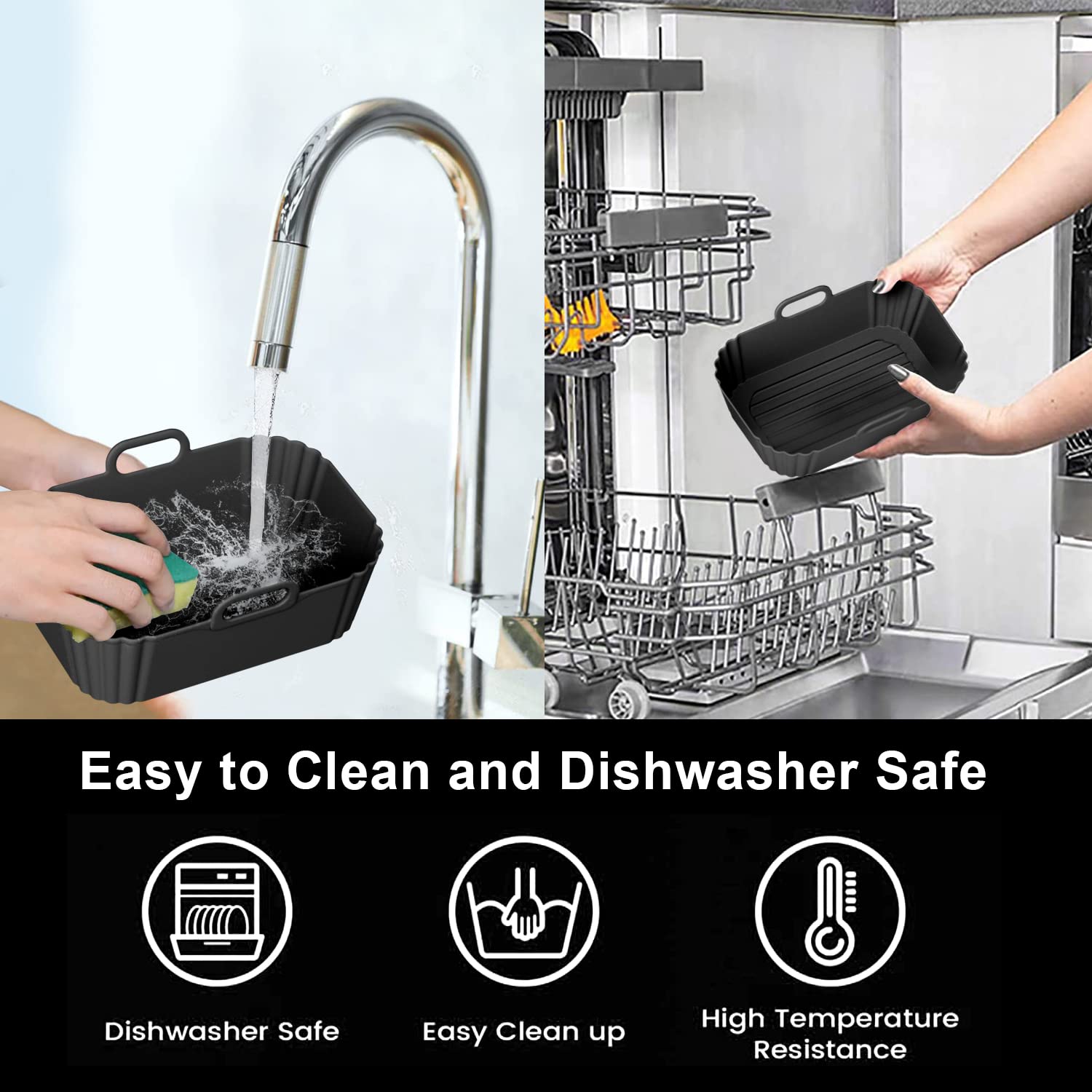 PINTAUR Silicone Air Fryer Liners 2 Pack, Reusable Liners Compatible for Ninja Foodi DZ201, DZ401, DZ550, COSORI, Chefman, Instant Air Fryer, and 6 - in - 1 8 - 10QT Air Fryer Baskets - eighttwentytwo92