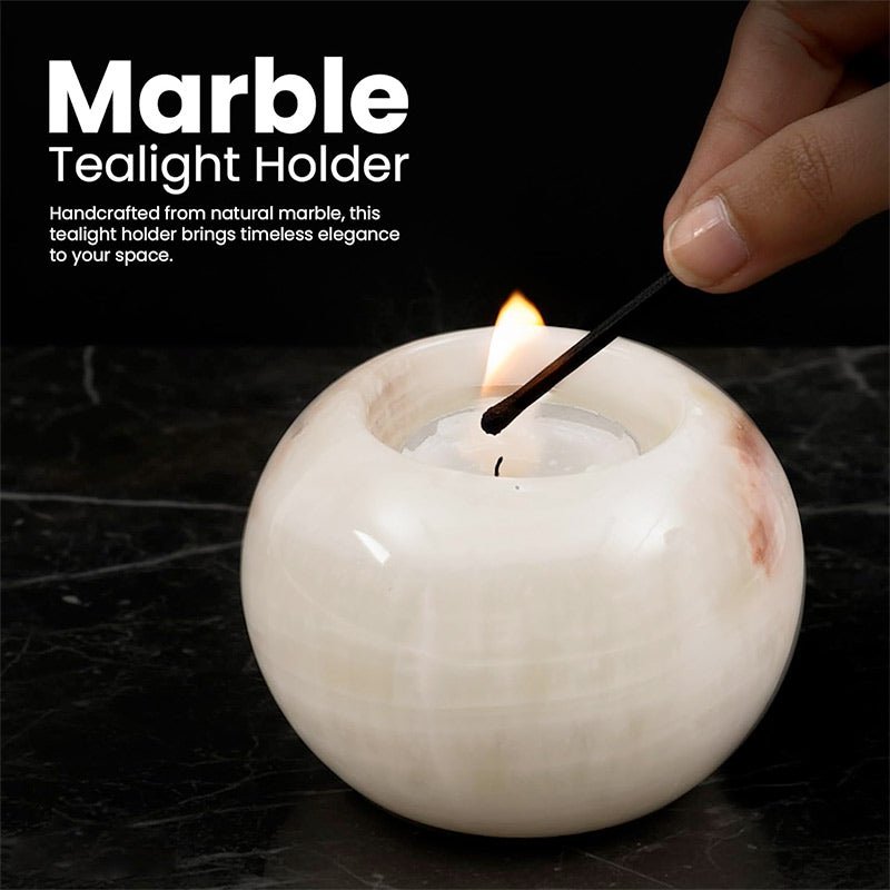 Polished Marble Tealight Candle Holders – Set of 3 Elegant Stone Decor - eighttwentytwo92
