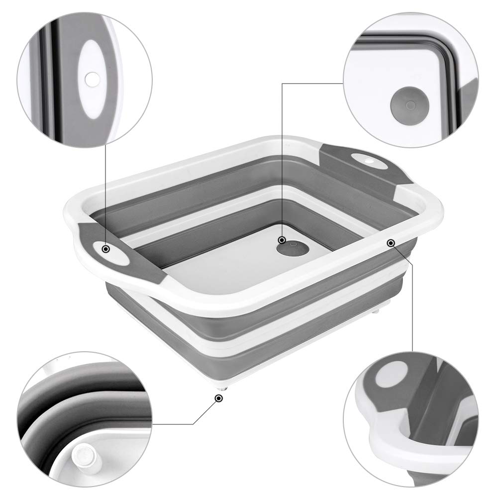 QiMH Collapsible Cutting Board - Foldable Multi - function Dish Tub - Washing and Draining Veggies Fruits Food Grade Sink Storage Basket(8.5 Quart) - New Kitchen and Camping Essentials(Knife Included) - eighttwentytwo92