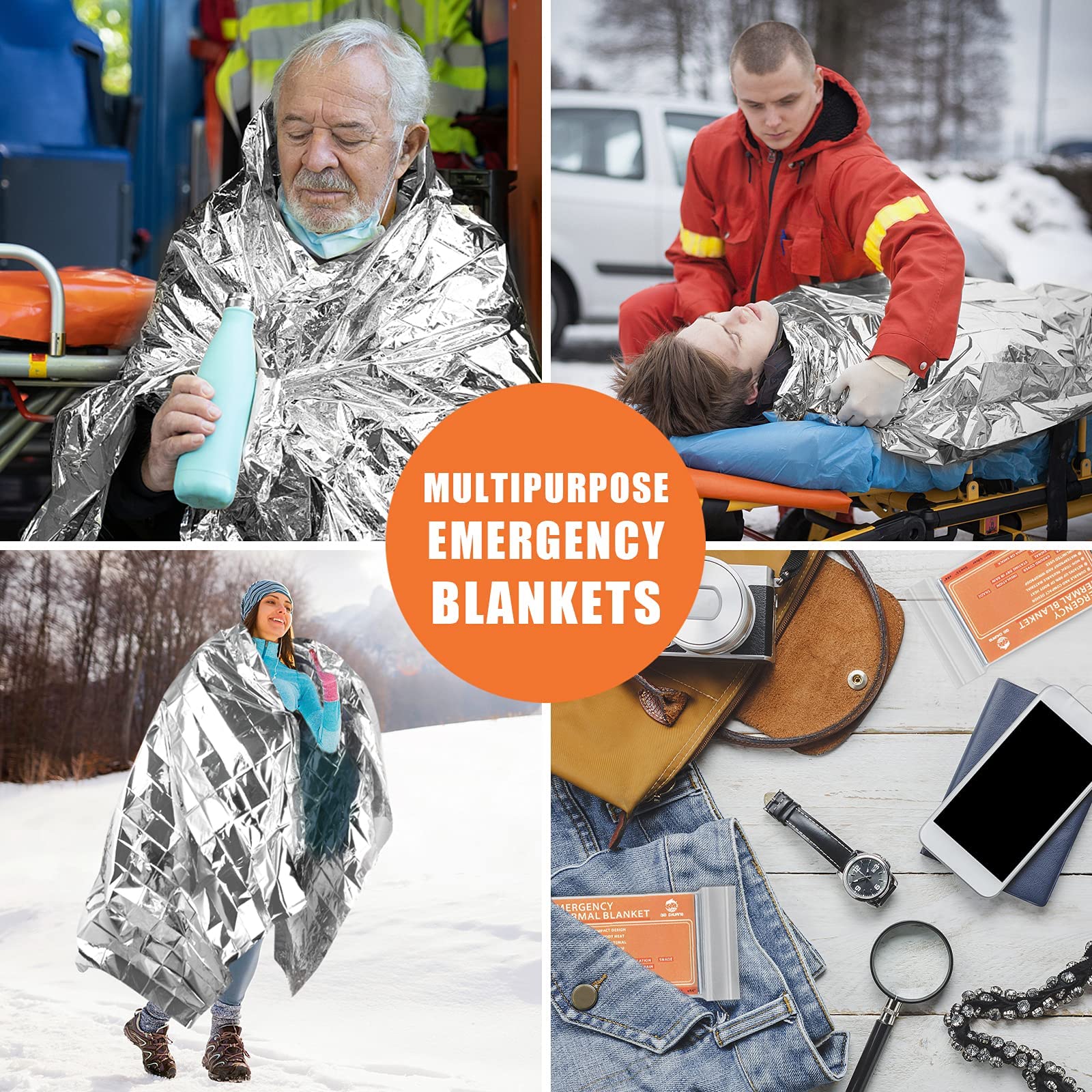 QIO CHUANG Emergency Mylar Thermal Blankets - Space Blanket Survival kit Camping Blanket (4 - Pack). Perfect for Outdoors, Hiking, Survival, Bug Out Bag ，Marathons or First Aid 1 - eighttwentytwo92