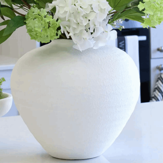 Regola Matt White Ceramic Stone Vase – Large Minimalist Home Decor - eighttwentytwo92
