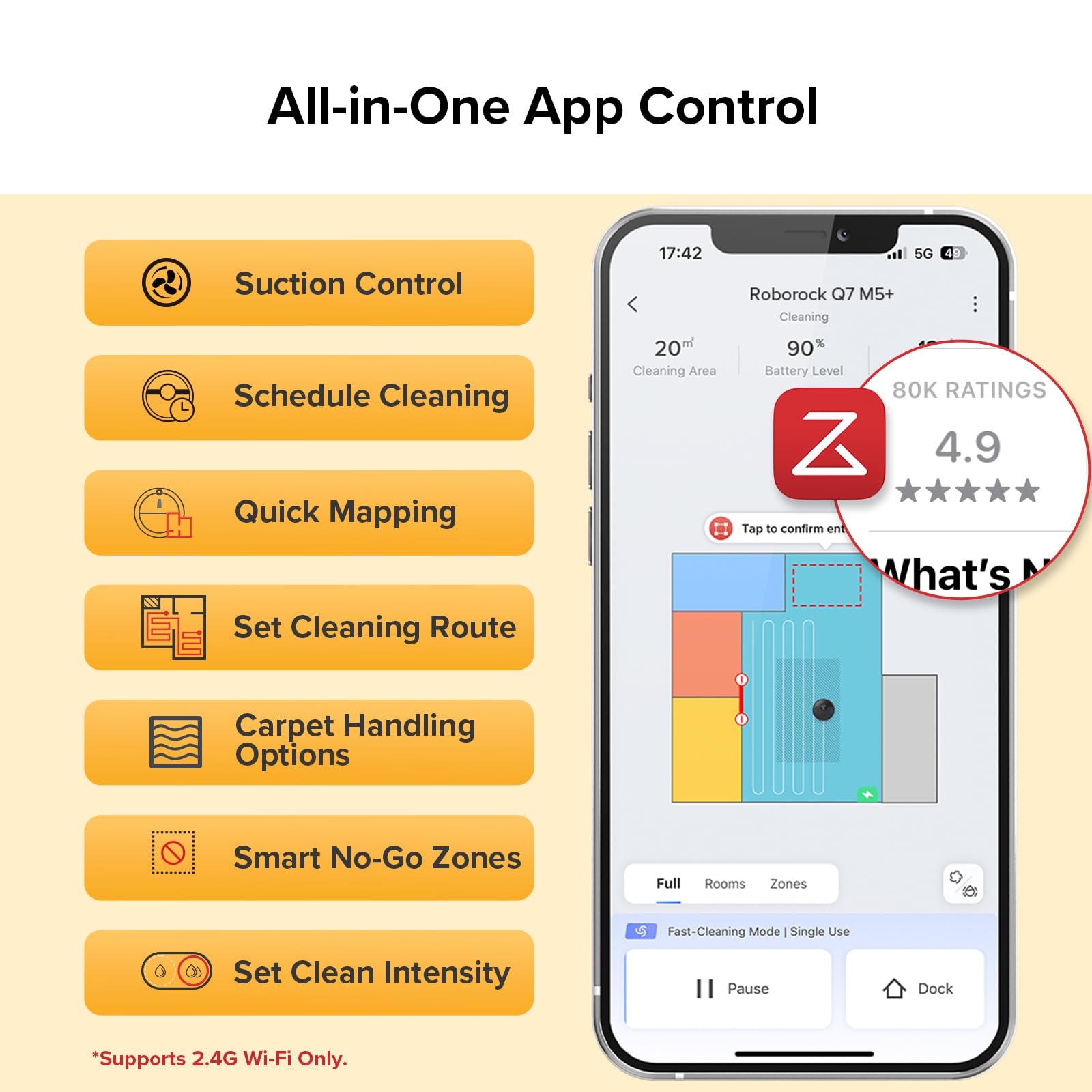 roborock Q7 M5+ Robot Vacuum and Mop, Upgraded from Q5 Max+, Up to 7 - 9 Weeks Self - Empty, 10000Pa Suction, Dual Anti - Tangle System for Pet Hair & Carpet, PreciSense LiDAR Navigation, App Control, Black - eighttwentytwo92