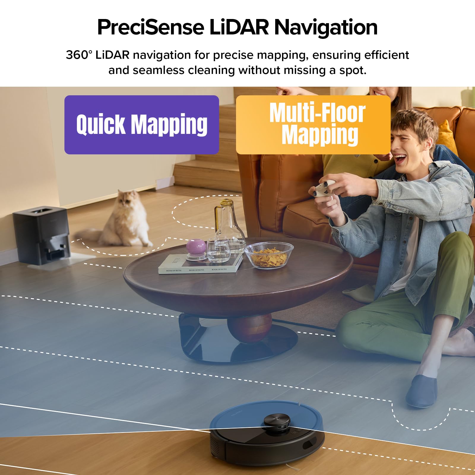 roborock Q7 M5+ Robot Vacuum and Mop, Upgraded from Q5 Max+, Up to 7 - 9 Weeks Self - Empty, 10000Pa Suction, Dual Anti - Tangle System for Pet Hair & Carpet, PreciSense LiDAR Navigation, App Control, Black - eighttwentytwo92