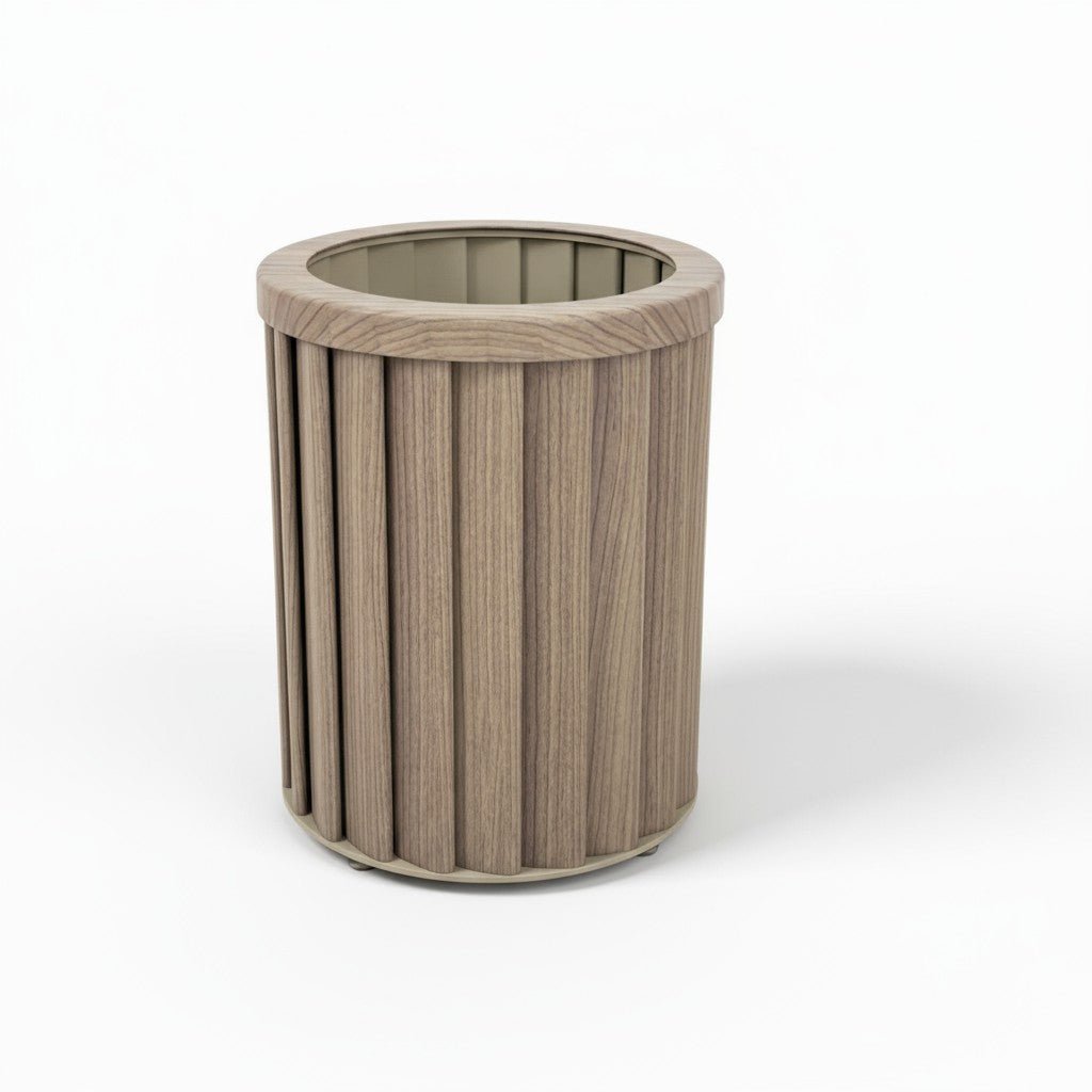 Round Strata Column Planter – Small Decorative Fluted Wood - Grain Indoor Plant Pot - eighttwentytwo92