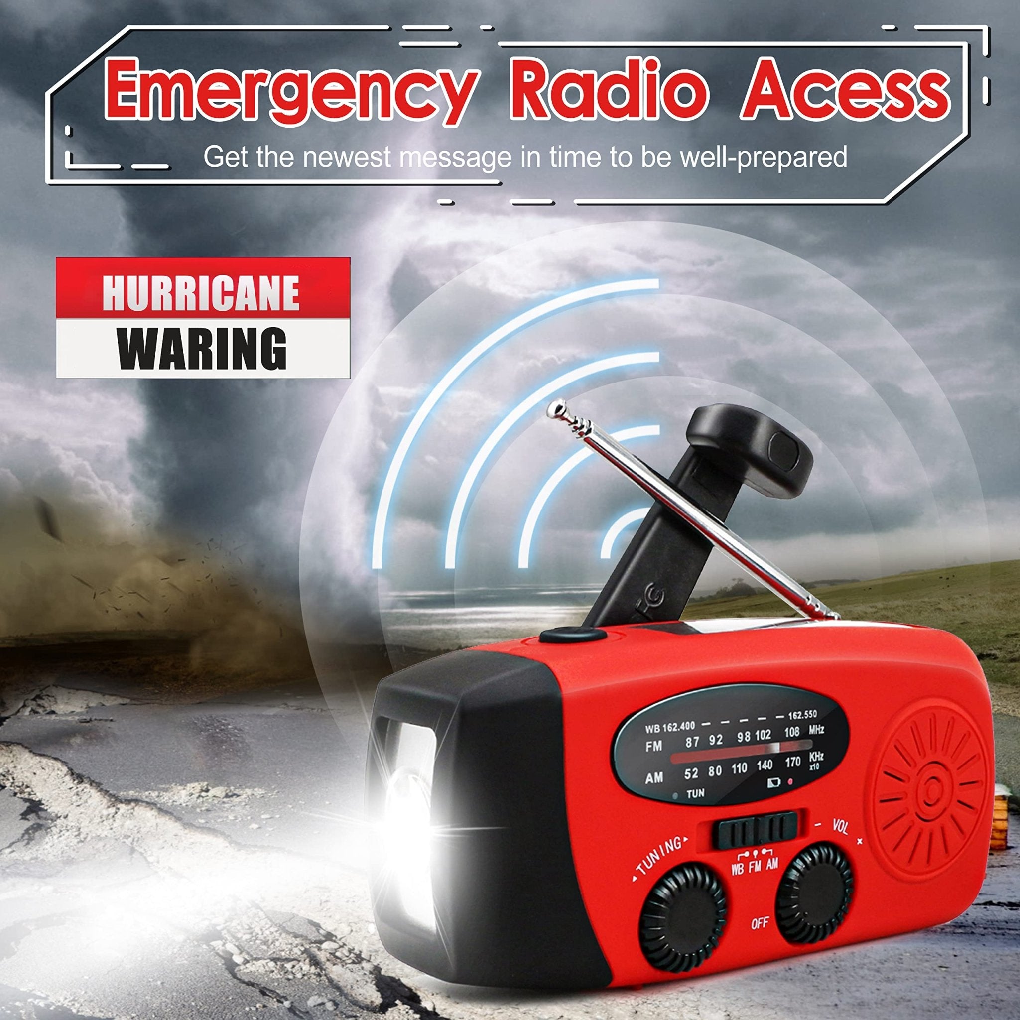 RunningSnail Emergency Hand Crank Radio With LED Flashlight For Emergency, AM/FM NOAA Portable Weather Radio With 2000mAh Power Bank Phone Charger, USB Charged & Solar Power For Camping, Emergency - eighttwentytwo92