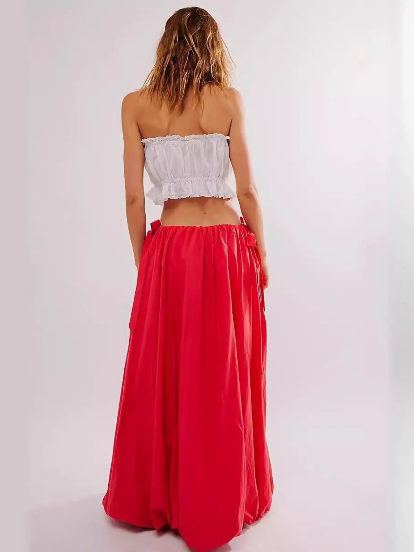 Side Bow Maxi Skirt with Pockets - eighttwentytwo92