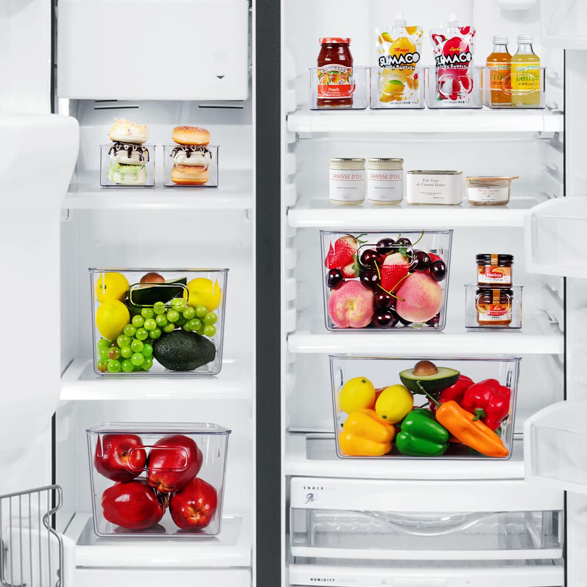 SKTEET Set of 8 Clear Plastic Storage Bins, 4 Large and 4 Small Stackable Storage Containers for Pantry Organization and Kitchen Storage Bins,Home Edit and Cabinet Organizers - eighttwentytwo92