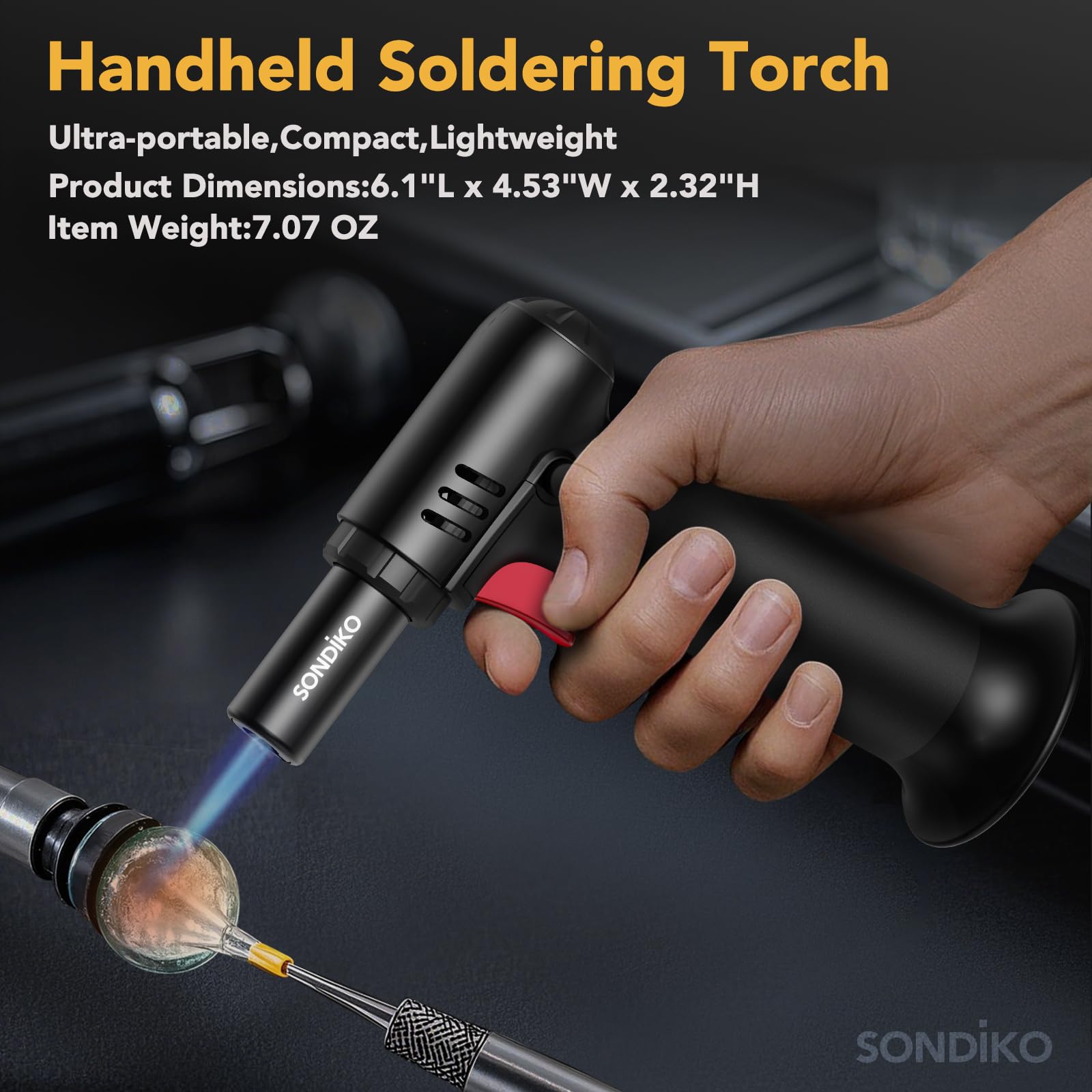 Sondiko Butane Torch Lighter with Visible Fuel Window, Refillable Soldering Torch with Adjustable Flame for Welding, Resin Art, Industrial(Butane Gas Not Included) - eighttwentytwo92