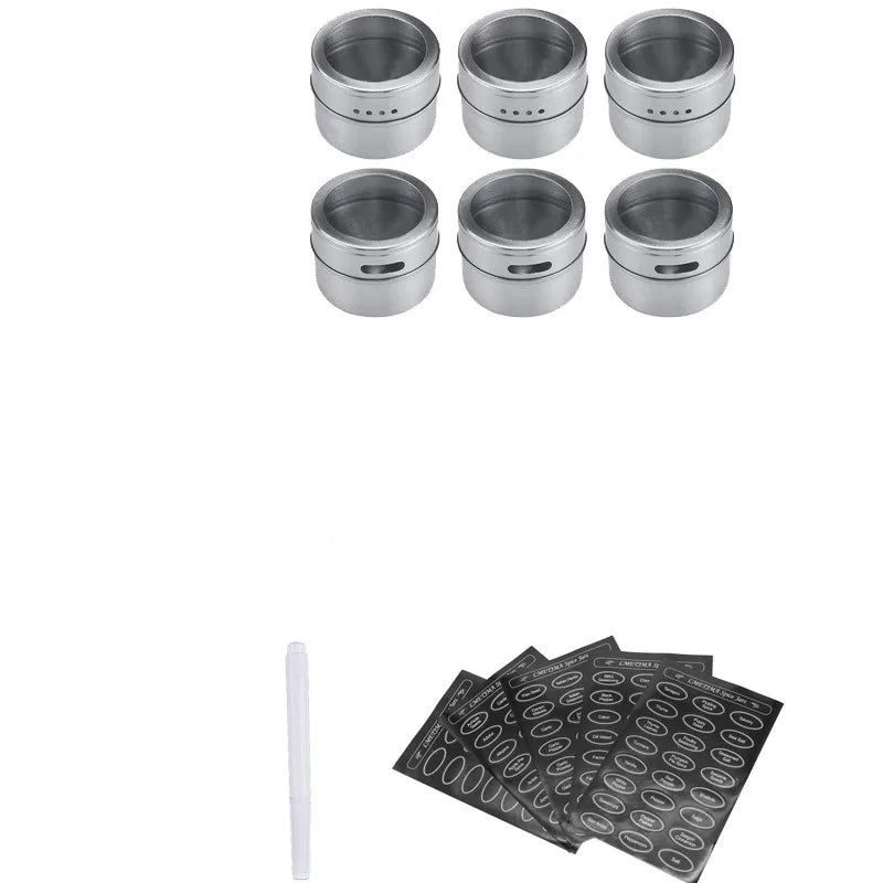 Stainless Steel Magnetic Spice Jars with Clear Lids & Labels – Space - Saving Magnetic Spice Containers - eighttwentytwo92