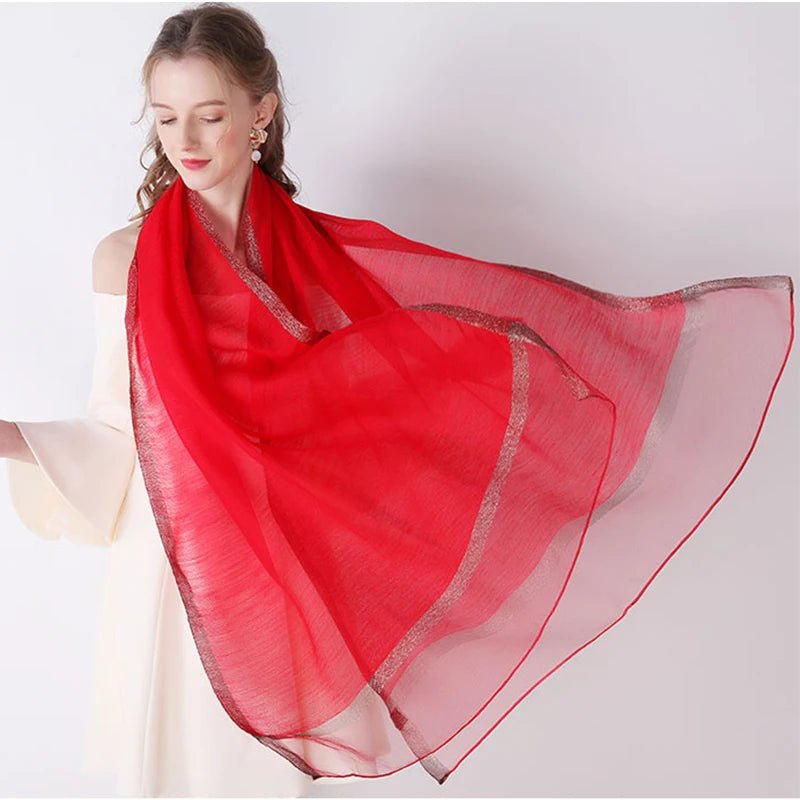 Summer Silk & Wool Long Scarf – Soft Lightweight Wrap for Women - eighttwentytwo92