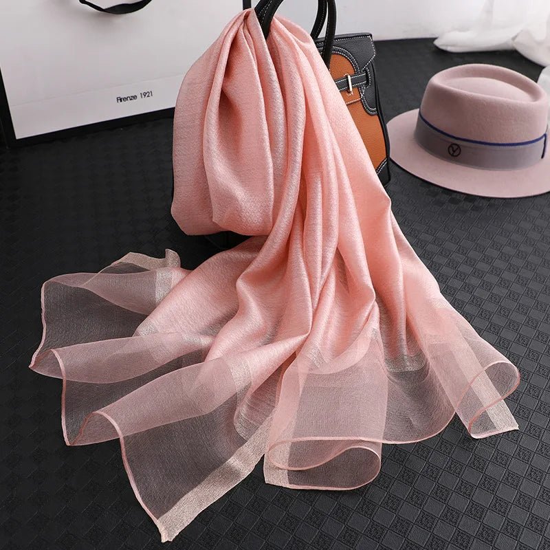Summer Silk & Wool Long Scarf – Soft Lightweight Wrap for Women - eighttwentytwo92