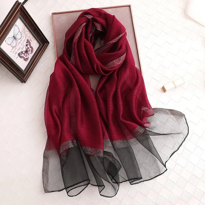 Summer Silk & Wool Long Scarf – Soft Lightweight Wrap for Women - eighttwentytwo92