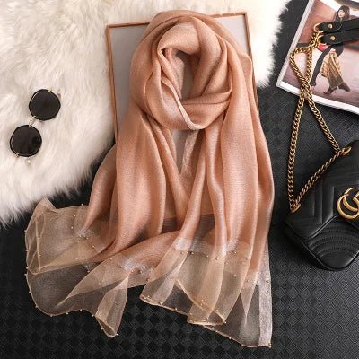 Summer Silk & Wool Long Scarf – Soft Lightweight Wrap for Women - eighttwentytwo92