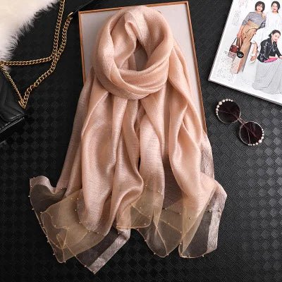 Summer Silk & Wool Long Scarf – Soft Lightweight Wrap for Women - eighttwentytwo92