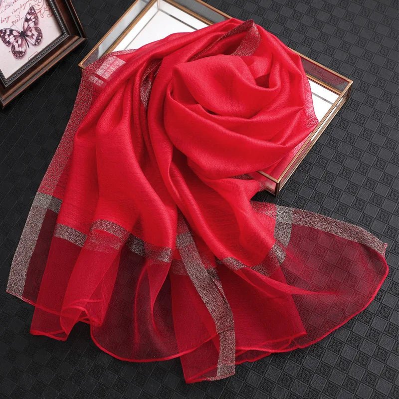 Summer Silk & Wool Long Scarf – Soft Lightweight Wrap for Women - eighttwentytwo92