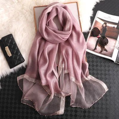 Summer Silk & Wool Long Scarf – Soft Lightweight Wrap for Women - eighttwentytwo92
