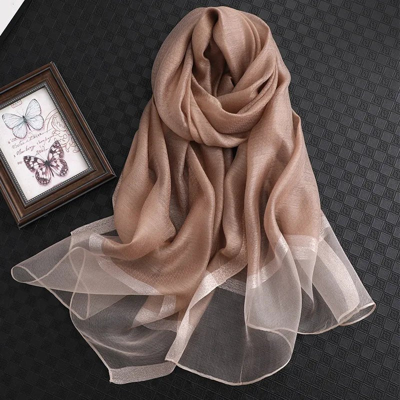 Summer Silk & Wool Long Scarf – Soft Lightweight Wrap for Women - eighttwentytwo92