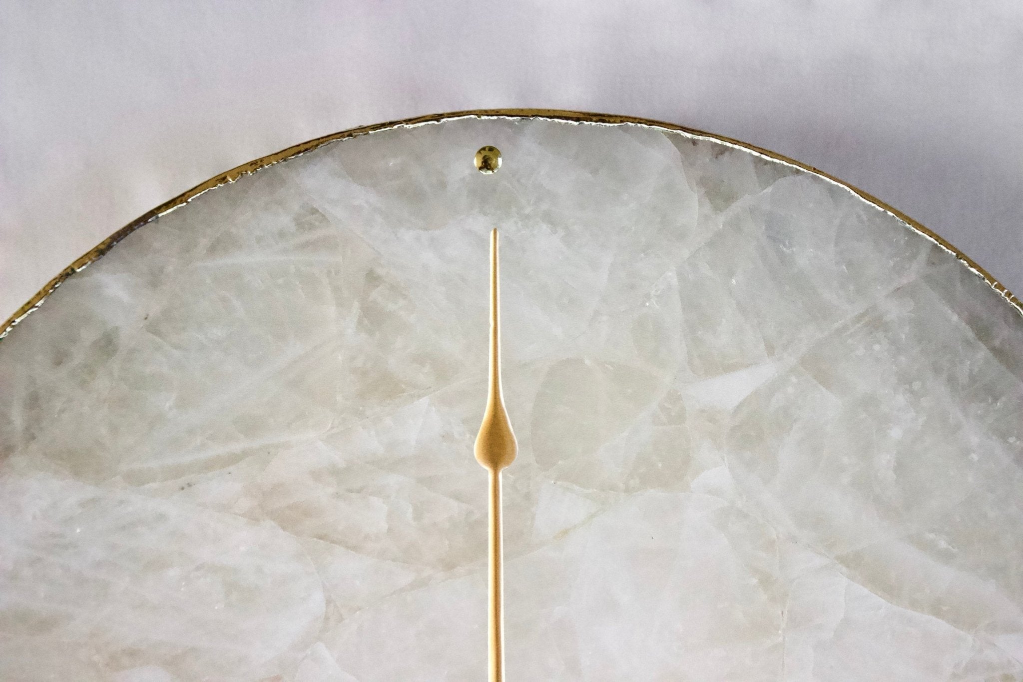 White Agate Circular Wall Clock – Luxury Natural Stone with Gold Rim (10–14") - eighttwentytwo92