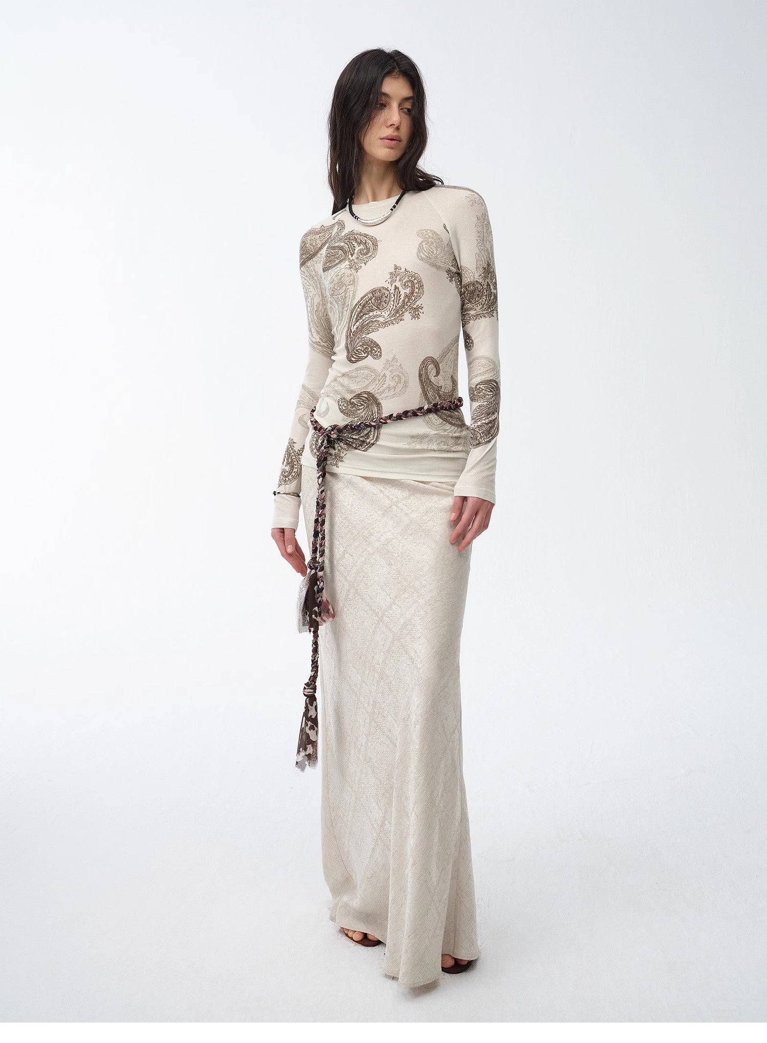 Women’s Beige Knitted Flared Maxi Skirt | Soft & Stretchable Knitwear - eighttwentytwo92