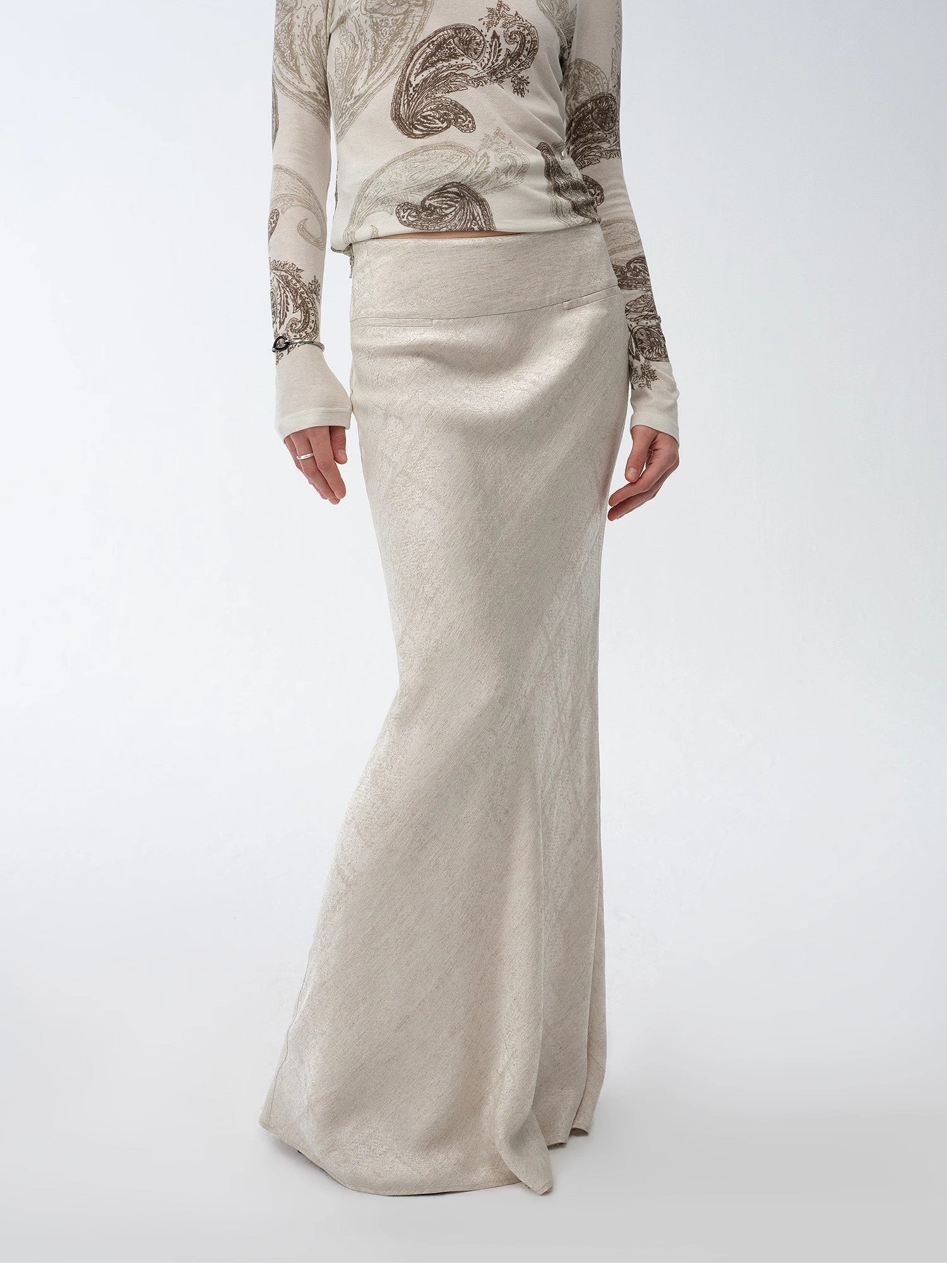Women’s Beige Knitted Flared Maxi Skirt | Soft & Stretchable Knitwear - eighttwentytwo92
