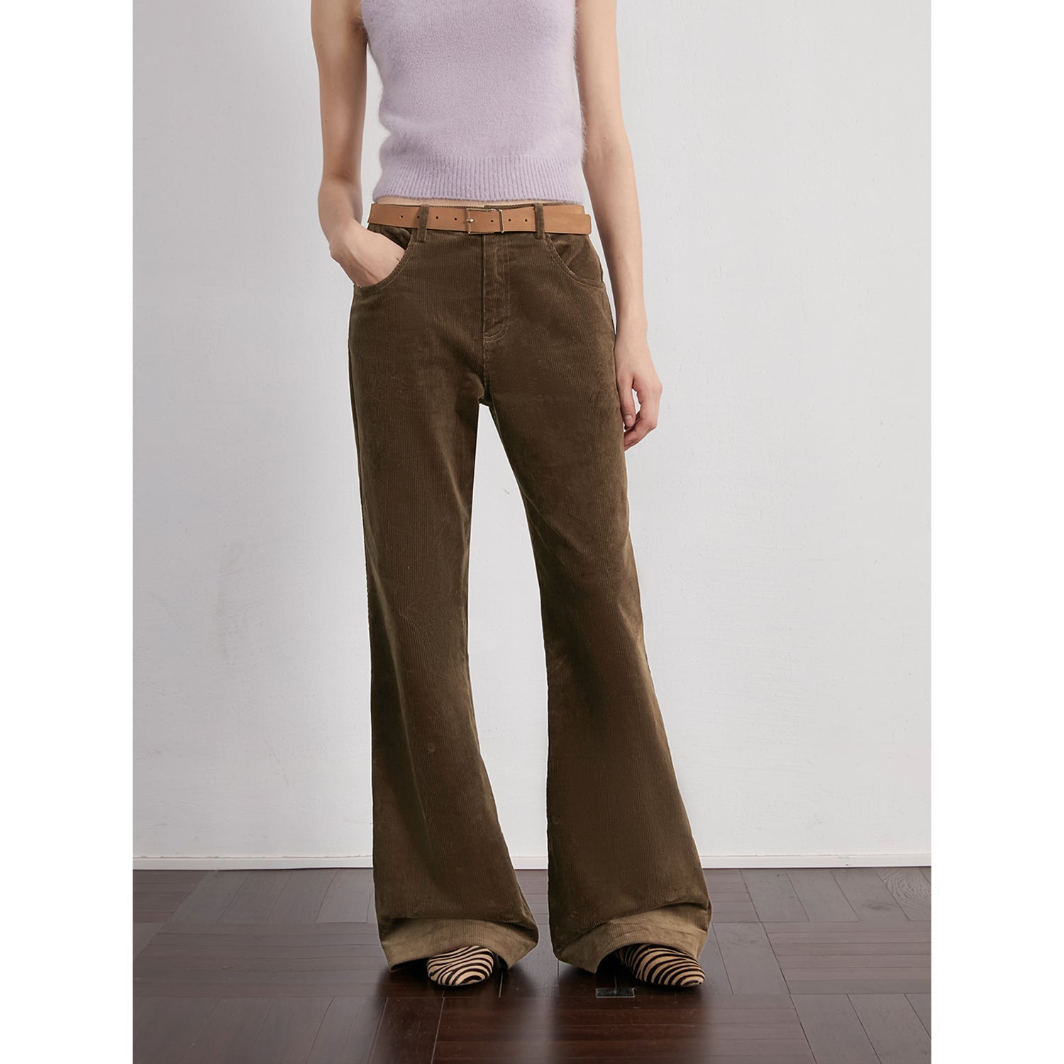 Women’s Brown Straight - Leg Flare Trousers | High - Rise Tailored Fit - eighttwentytwo92