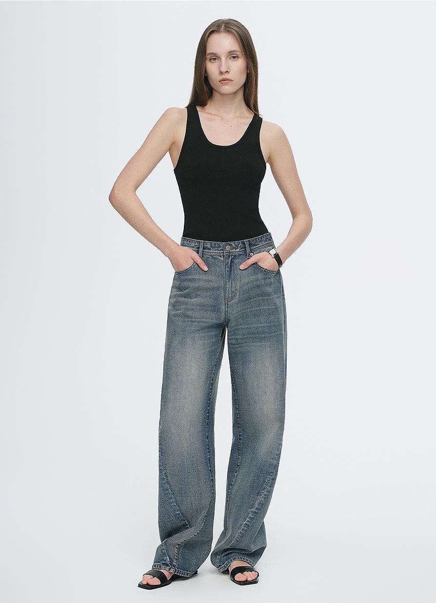 Women’s Dark Blue Straight - Leg Denim Jeans | Premium Classic Fit - eighttwentytwo92