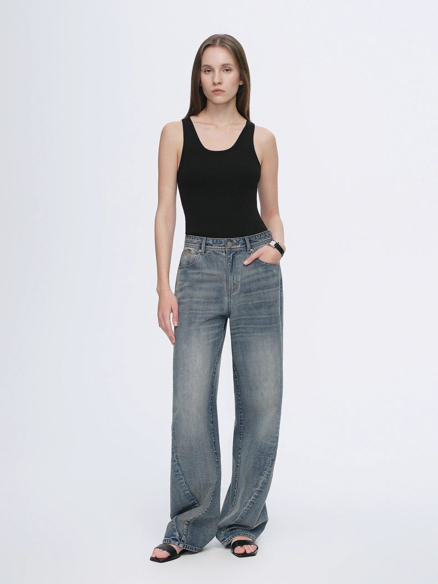 Women’s Dark Blue Straight - Leg Denim Jeans | Premium Classic Fit - eighttwentytwo92
