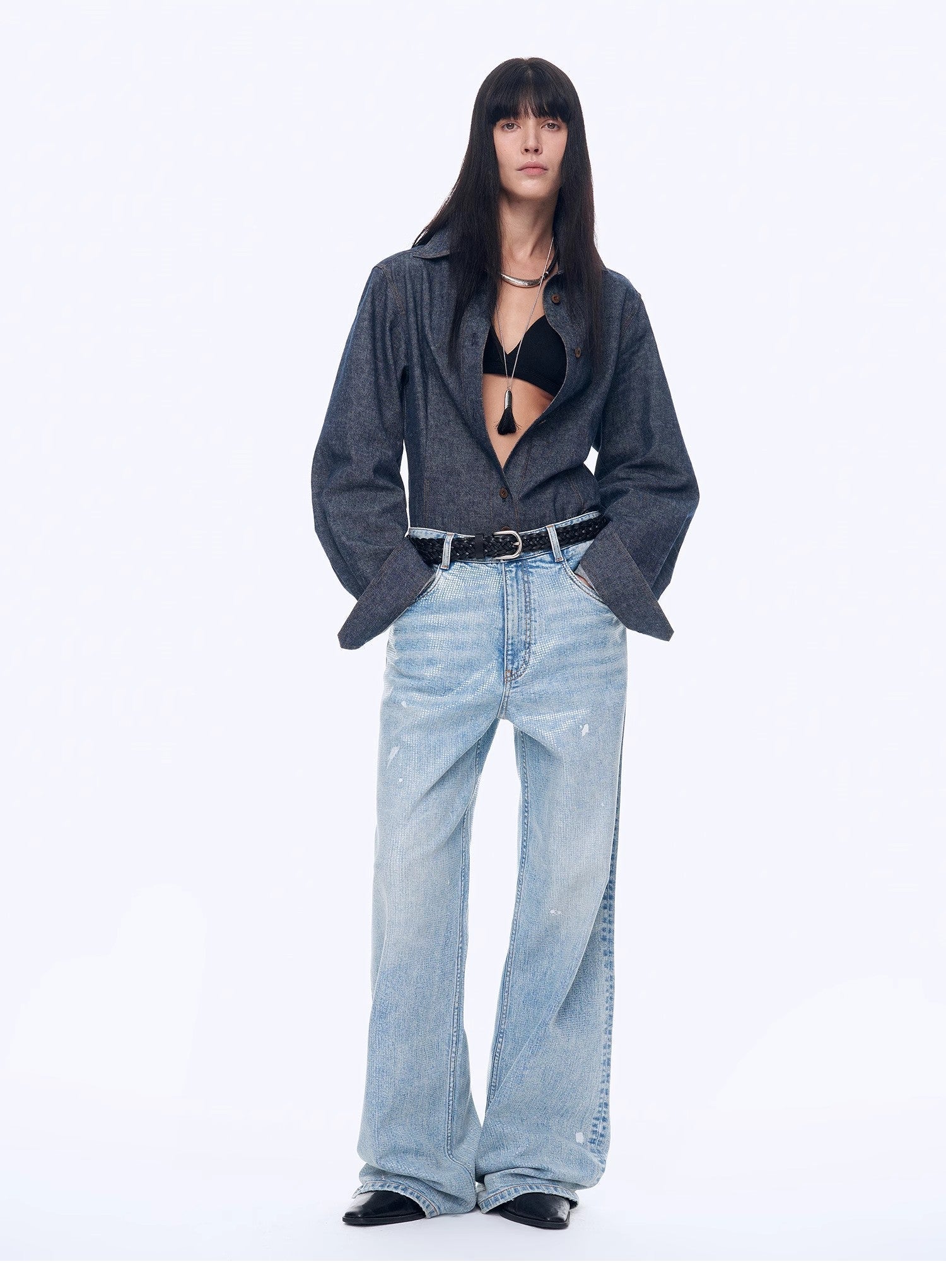 Women’s Light Blue Baggy Wide - Leg Denim Jeans | High - Rise Relaxed Fit - eighttwentytwo92