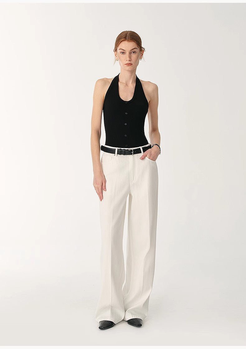 Women’s Off - White Straight Wide - Leg Trousers | Soft Fitted Comfort - eighttwentytwo92
