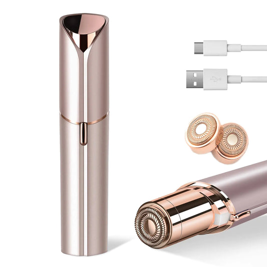 Facial Hair Remover for Women Painless Womens Facial Hair Remover with 2 Replacement Heads Lipstick-Sized USB Rechargeable Facial Hair Remover for Upper LipChinPeach FuzzMustache